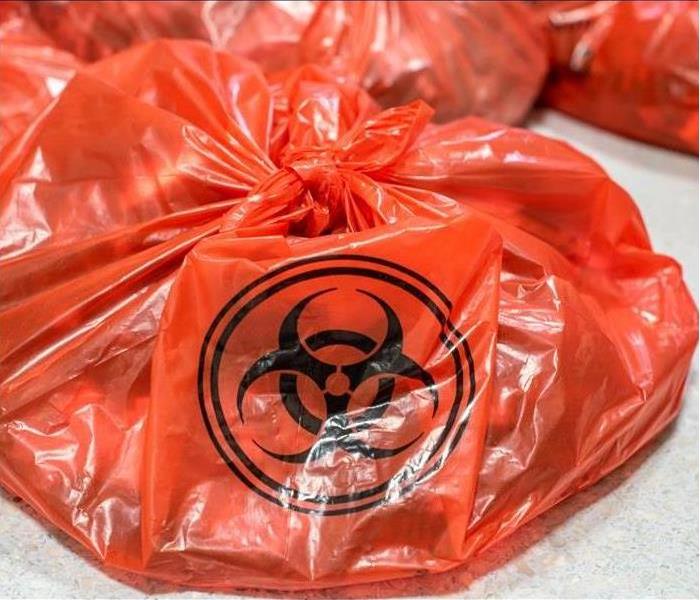 Hazard waste bag with contaminated material.